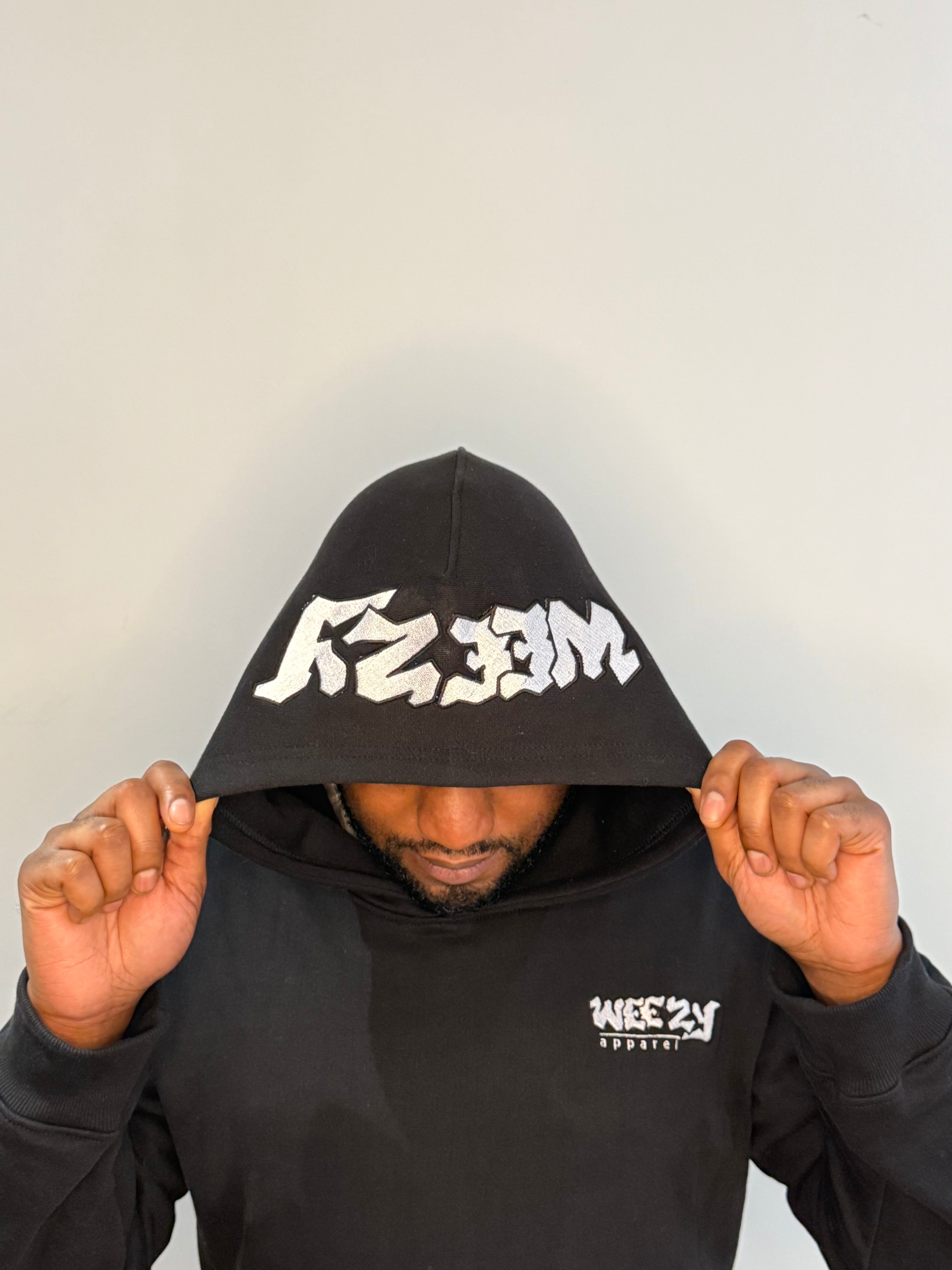 Black Heavyweight Hoodie, White Logo Edition