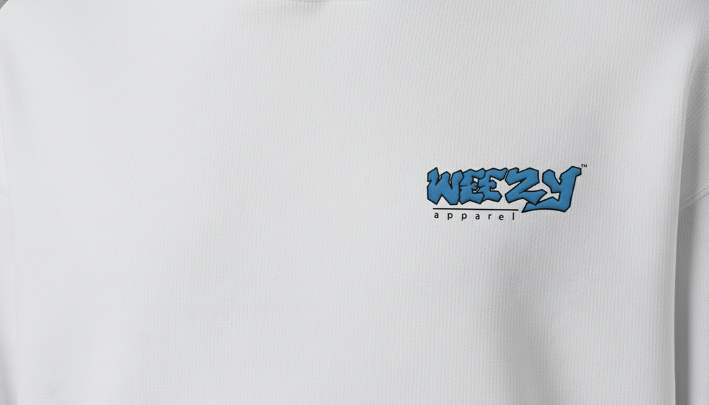 White Heavyweight Hoodie, Cobalt Embroidery