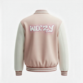 Soft Pink-Beige Varsity Jacket, Signature Chenille Edition
