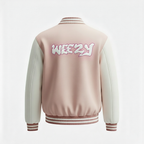 Soft Pink-Beige Varsity Jacket, Signature Chenille Edition