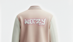 Soft Pink-Beige Varsity Jacket, Signature Chenille Edition