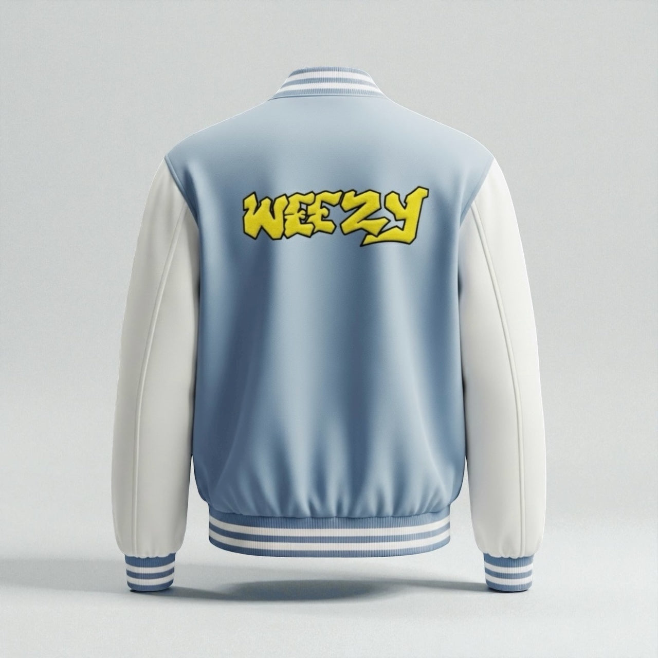 Baby Blue Varsity Jacket, Contrast Chenille Edition
