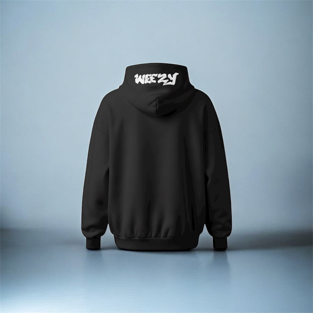 Black Heavyweight Hoodie, White Logo Edition