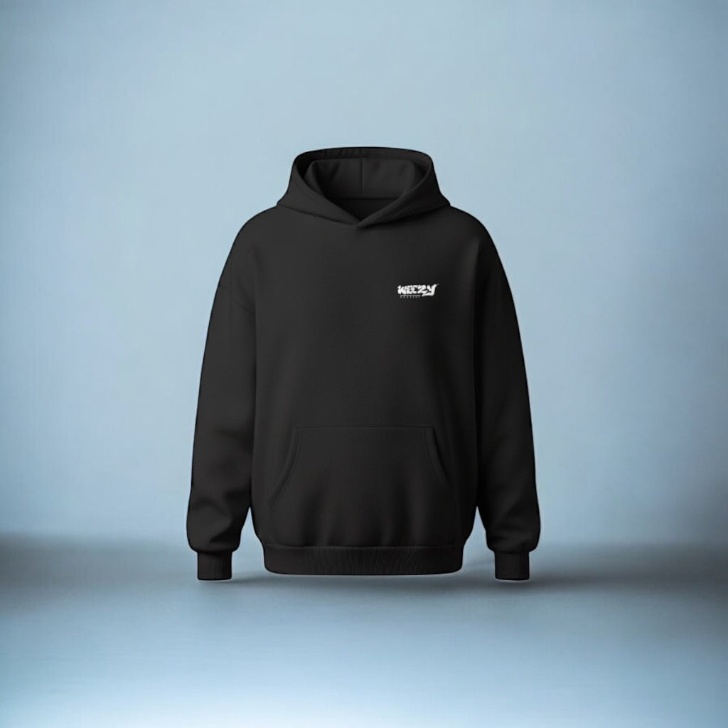 Black Heavyweight Hoodie, White Logo Edition
